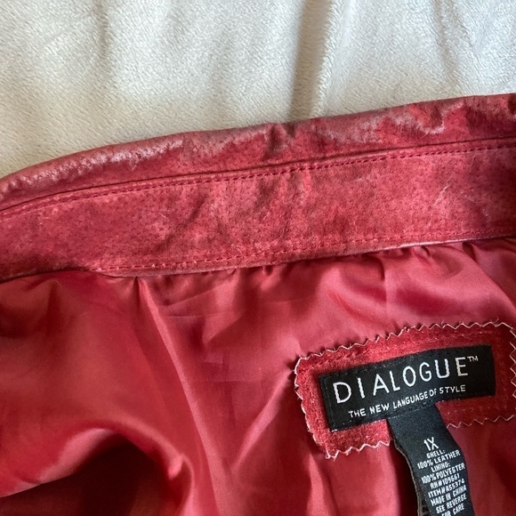 Dialogue genuine suede fully lined knee length jacket in rust color 1X - Picture 3 of 4